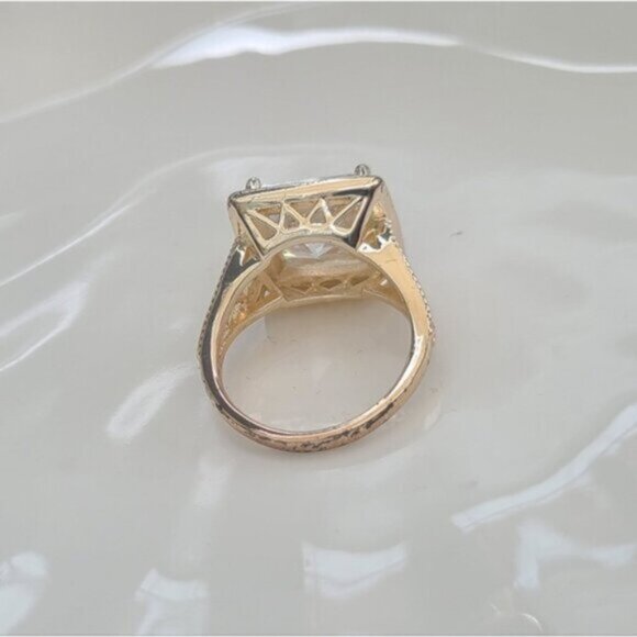 Vintage Square Princess Cut CZ Crystal Sterling Silver Cocktail Statement Ring 6 - Picture 8 of 11